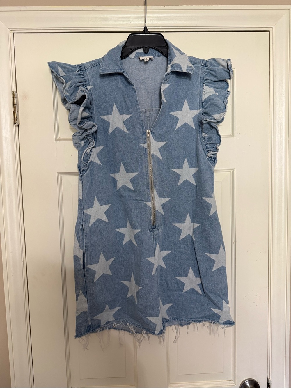 Bibi half zip Star Denim Romper - S